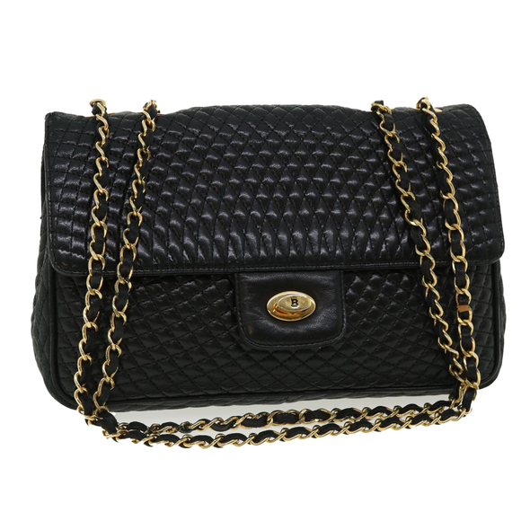 BALLY Handbags - BALLY Chain Shoulder Bag Leather Black Auth am3668